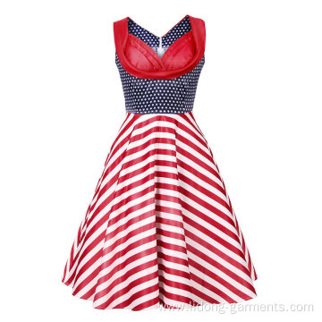 50s Women Vintage Evening Party Sleeveless Dress